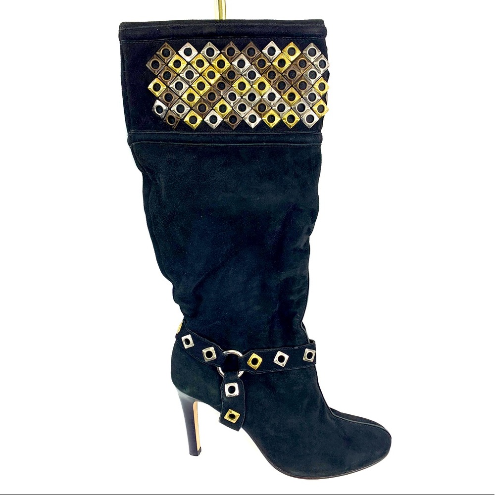 Kathy Van Zeeland Size 8.5 suede studded knee high boot regular calf NWB